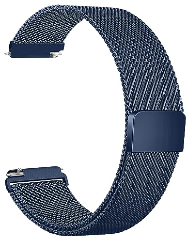 Oumida 20mm 22mm Uhrenarmbänder für Damen Herren, Edelstahl Mesh Armband Metall Ersatzarmband, Verstellbarer Schnellverschluss Armbänder mit Magnetschnalle, 20mm Blau