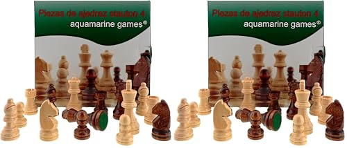 Aquamarine Games Piezas DE AJEDREZ STAUTON 4, Color Beige y Marron Oscuro, NO-Value (CP029A) (Paquete de 2)