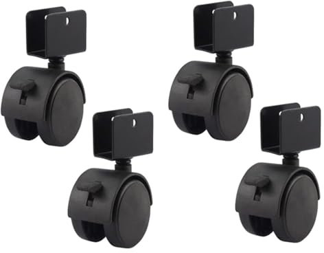 Lenkrolle, 4 Stück Möbelrollen mit U-förmiger Halterung, 50 mm robuste Ersatzräder, inklusive Schrauben, for DIY-Tisch, Sofa, Blumenständer, (Color : Black, Size : Splint width 20MM)