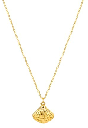 Kritz Collier Femme Coquillage Plaqué Or 18K - Pendentif forme Coquille Classique et Chaîne réglable - Bijoux Mode Cadeau (Coquillage 2)