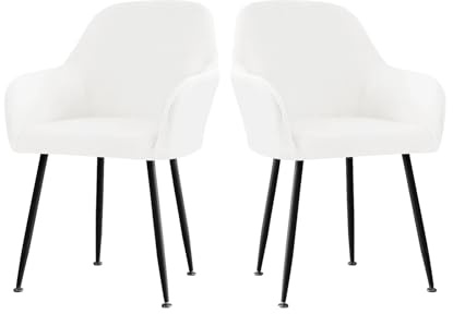 LIFEDX Stuhlhusse Stuhlbezug Samt Stretch 2er/4er/6er Set, Gebogen Stuhlbezüge Rückenlehne mit Armlehne Abnehmbar, Stuhlüberzug Esszimmerstühle Modern Bürostuhl Bezug Stuhl Beschützer-White||2PCS