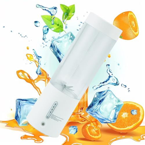 SH-RuiDu 450 ml persönlicher Mixer, Smoothie-Maker, tragbarer Mini-Smoothie-Mixer, wiederaufladbarer kabelloser Mini-Mixer mit 6 starken Schneidkraft-Klingen für Reisen, Sport, Fitnessstudio, Zuhause,