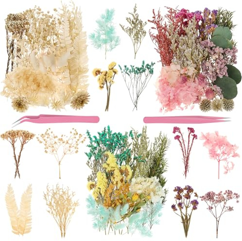 Real Dried Flowers 100% Natural Dried Flowers, Mixed Colors Dried Leaf Flowers for DIY Arts and Crafts Candles Resin Jewelry Nail Pendant Cards Scrapbooking Wedding Home Decoration (Blue)
