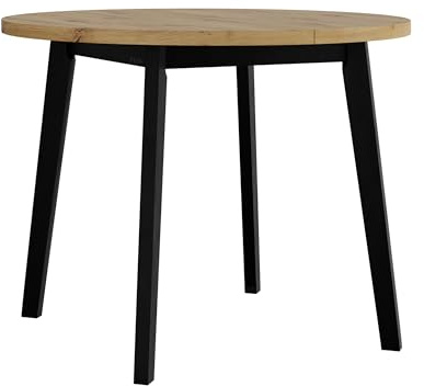 Mirjan24 Tisch für Esszimmer Harry III, Runder Esstisch, Ausziehbarer Tisch für Küche, L:100/130 x H:75, Küchentisch, Esszimmertisch, Praktischer Ausziehtisch (Artisan Eiche/Schwarz)