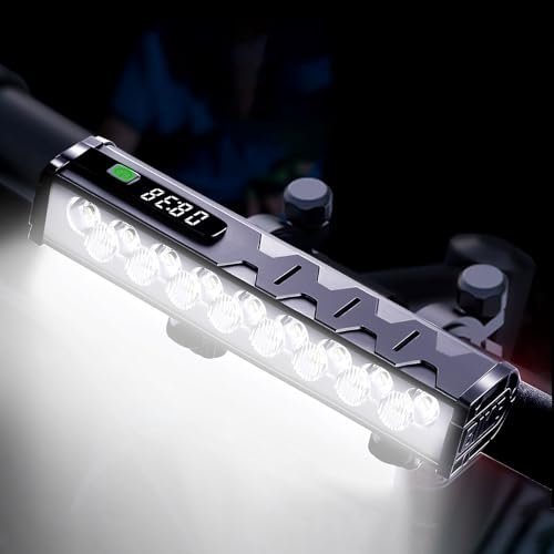 Bike Lights, 17 LED 4800 Lumen Bicycle Light with 4 Modes, 10000mAh USB Rechargeable Bike Light, Bike Headlight with Digital Power Display, Wide Beam Bike Lights for Night Riding