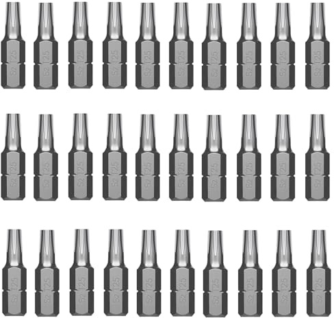 Jyvex Jeu d'embouts Torx T25 - 30 pièces S2 en acier (longueur : 25 mm) - Convient pour vis Torx