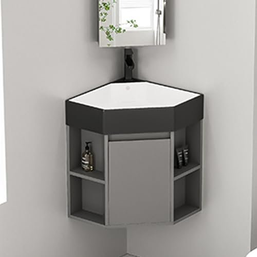 JOSIAHCQ Ensemble Meuble d'angle Salle de Bain avec Vasque Meuble Vasque Meuble sous Lavabo Salle de Bain Meuble Lave Main WC avec Robinet Parfait pour Les Petits Espaces(45cm/17.71in)