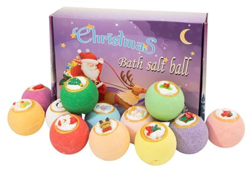 Palla da bagno con bolle per doccia natalizia, vasca da bagno con bolle idromassaggio - Palline di bolle creative colorate con tema natalizio,Sfera per bagnoschiuma per aromaterapia per donne, moglie,