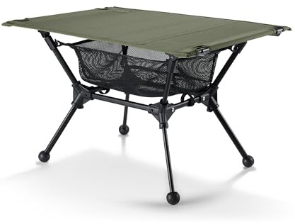 OneTigris Dipper vikbart campingbord vikbart, campingbord fällbord med bärväska och nätficka, litet bord utomhus ultralätt för fiske vandring 60 x 40 x 37 cm (rangergrön)