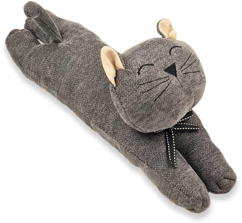 Türstopper Katze PURRFECT - Plüsch Türhalter Türdeko streckende Katze 38x9x18cm Grau