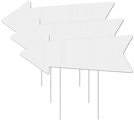 3 cartelli direzionali da cortile con paletti, scrivibili su entrambi i lati, cartello per matrimonio, freccia vuota per prati, giardini, garage