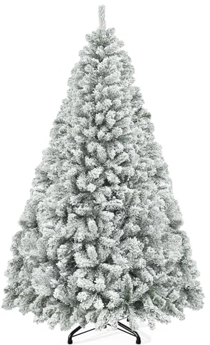 YITAHOME Sapin de Noël Artificiel avec Neige - Environ 1 346 Pointes - avec Cadre système de Pliage et Support en métal Pliable - Montage Rapide - pour la Maison, Le Bureau, Les magasins - 229 x 115