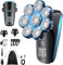 Rasoir Cheveux Électrique 5 en 1, 8 Têtes de Rasage, Rasoir pour Crâne et Visage, Rechargeable USB, Étanche, Écran Intelligent