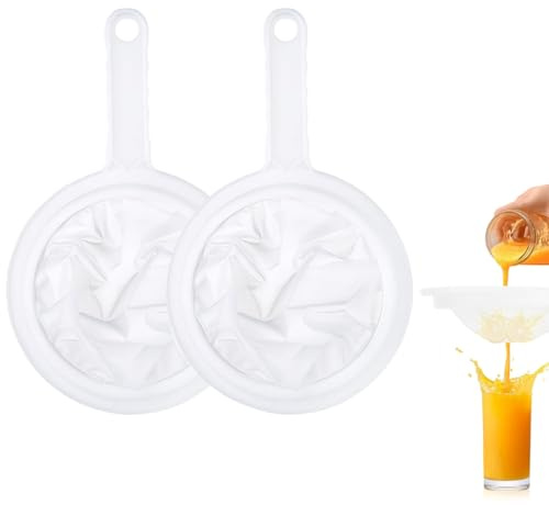 Kunststoffsieb, Ultrafeines Lebensmittelsieb, Nylon Netzsieb mit Griff Joghurt Netz Kunststoffsieb zum Filtern von Saft Kaffee Honig Tee, 2 Stück