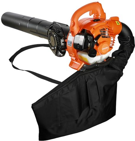 Souffleur à Feuilles Main, souffleur de gaz 2 Traits Double Usage (soufflage et Aspiration) avec Une Pipe souffler Droite incurvée, pour Nettoyer la Route des Feuilles, Orange