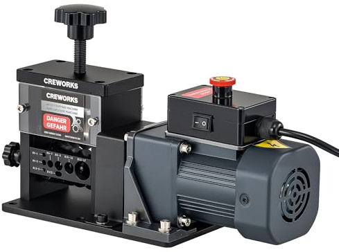 CREWORKS Automatic Wire Stripper Machine, 8 Channel Electric Wire Stripping Machine for 1.5 to 17 mm Copper Wires, Electric Cable Stripper Machine with 5 Blades and All-Copper Motor for Recycling