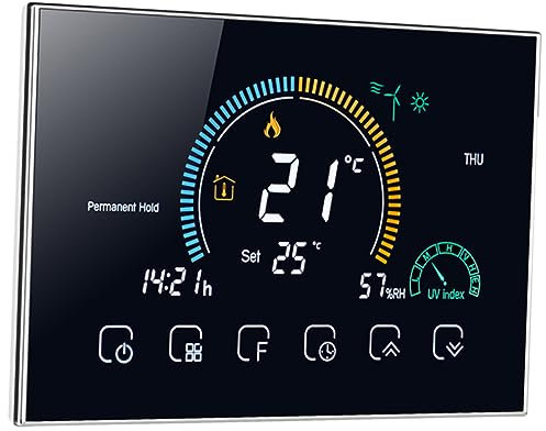 VILLCASE Smart Thermostat Für Heizung Mit Drahtlosem Temperaturregler Und Intelligenter Steuerung Kompatibel Kassetten Runddosen Touchscreen Für Einfache Bedienung