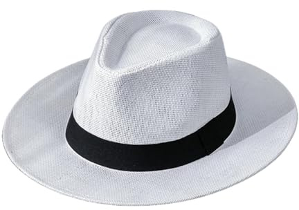 QRZCZXNP halm sommarhatt herr Panama solhatt UV Uv Up 50 strand stråhatt vikbar brim sommarhatt unisex vit