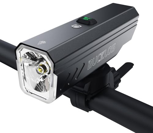 BUCKLOS 2000 Lumens Ultra Bright Bike Lights for Night Riding, Bicycle Headlight with Auto-Dimming LED USB Rechargeable 5 Modes, IPX5 Waterproof Front Light, 5000mAh Long Battery Powered