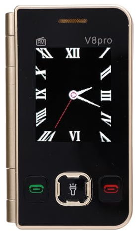 XUMIUZIY Dual Screen Flip Phone, Fällbar Mobiltelefon med FM -radio Stora Nycklar och Inhanserat Ljud, Multilspråkgränssnitt, Inbyggt Kamera, LED -ficklampa och Offline -uppspelning (Guld)