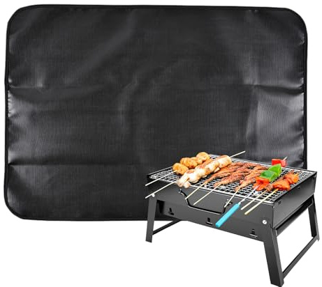 Eventerde Alfombrilla para Suelo De Parrilla - Alfombrilla Doble Cara Ignífuga para Barbacoa - Impermeable Resistentes Al Calor Plegable Suelo para Exteriores Terraza Picnic Zona Estufa Leña