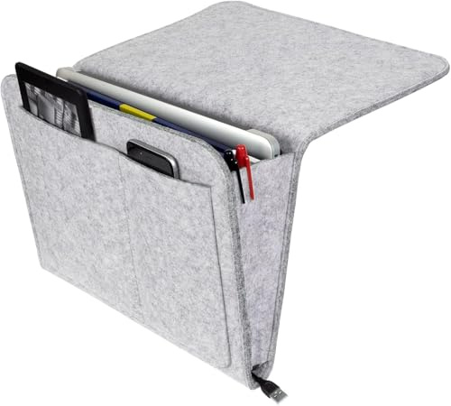 Nucalt Bolsillo Cama, Bolsillo Organizador para Colgar en la Cama, Sofá Fieltro Bolsa de Almacenamiento, Organizador De Sofa, Tiene 5 Bolsillos para Mando a Distancia, Teléfono, Gafas