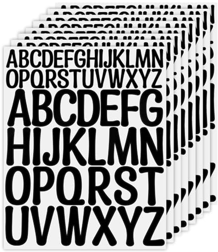 NISENTIA Buchstaben Aufkleber, 416 Stück/8 Blatt Selbstklebende Buchstaben Vinyl Sticker, Buchstaben zum Aufkleben, Klebebuchstaben Wetterfest für Postfach,Schilder,Adressnummer,DIY (Schwarz)