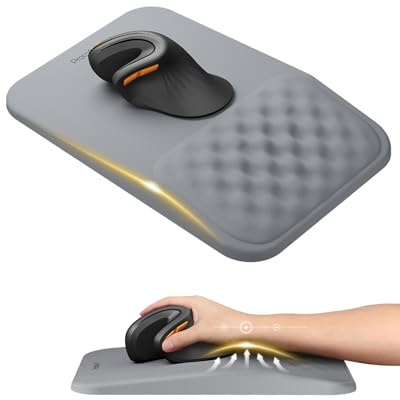 ProtoArc Mauspad mit Handgelenkauflage, Ergonomisches Mauspad mit Massage-Design für komfortable Nutzung, rutschfeste PU-Basis, weicher Memory-Schaum, Lycra Mausunterlage für Computer, MP50, Grau