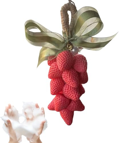Strawberry Soap on a Rope | Handmade Aromatherapy Bar Soap | Decorative Moisturizing Cleanser for Face, Body, Hands & Shower