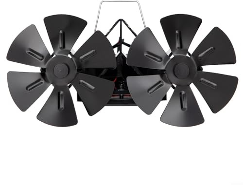Yuanpgky Ventilador de pared de doble cabezal de 12 aspas, chimenea sin alimentación, ventilador de horno alimentado por calor con flujo de aire de 150-180 CFM para calefacción del hogar y ahorro de