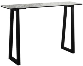 Bartabeller 140 cm enkelt långt barbord med metallram, rektangulärt högt bord for kök, matsal och vardagsrum Bar Bordets Högbord(Grijs)