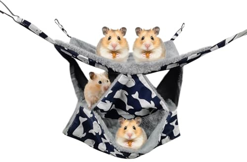 Hängmatta för illrar - varm tvättbar med krokar - ekorrhängmatta tillbehör för små djur och illrar - för Chinchilla Kanin Papegoja Gerbo Socker Petaurus sovande vinter