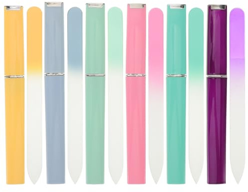 Gatuida 6 lime per unghie in vetro, strumenti per lucidare, lime per unghie sfumate con custodia per donna, accessori professionali per la cura delle unghie, accessori natalizi