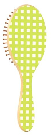Spazzola per capelli in legno a scacchi verde per massaggi cepillo de cerdas naturales para el cabello