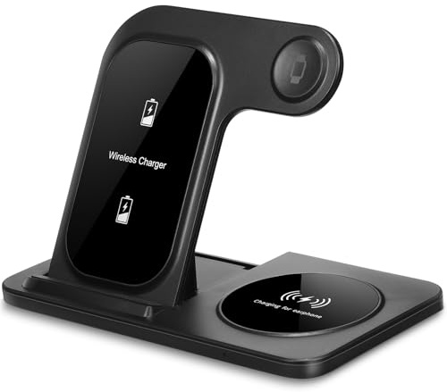 Sewroro Chargeur sans Fil Pliable 15W Multifonction pour téléphone écouteurs et Montre connectée Station de Recharge Rapide Compatible Portable et sécurisé Voyage et Bureau