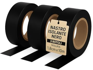 Ali Brothers Nastro isolante da 1.9 cm x 18.3 m, 3 unità, confezione da 1, nero, ottimo per attività e riparazioni domestiche di fai da te, elettriche, automobilistiche e di attrezzature