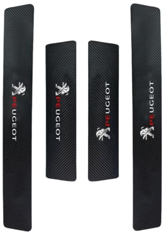 SYQCM 4 Pièces Protection Seuil Porte Voiture pour Peugeot 208 II (Hybrid) 2023-2025, Voiture Bandes Seuil Porte Couvre Pédales Autocollant Fibre Carbone Plinthes