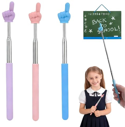 LVNEHAL 3 palitos de puntero de dedo, puntero extensible para profesores, puntero de mano extensible para fines de enseñanza de profesores, ayuda para profesores