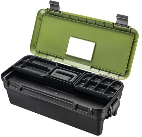 Wiltec Wartungskoffer für Waffen leer 643 x 299 x 210 mm aus Polypropylen, Zweiteilige Reinigungsbox mit Gewehrhalterungen, Waffenkoffer für Waffenreinigung