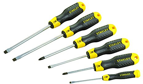 STANLEY 6 Piece Cushion Grip Screwdriver Set, Parallel/Pozi/Flared