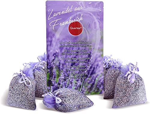 Lavendel Duftsäckchen Lavendelsäckchen 10x mit französischem Lavendel als Mottenschutz im Kleiderschrank | Raumduft von Quertee