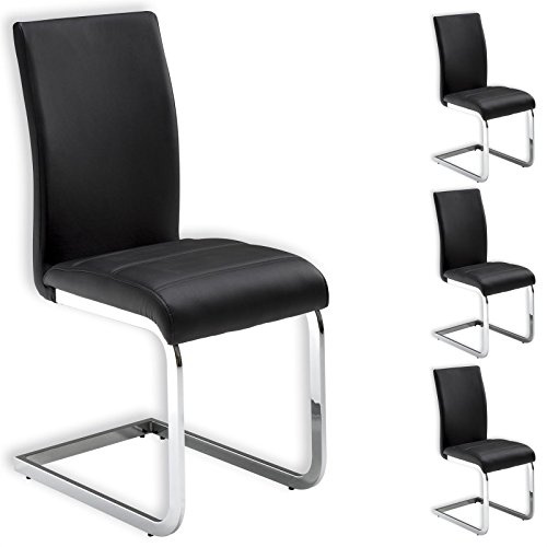 IDIMEX Stuhl Schwingstuhl Esszimmerstuhl Sitzgelegenheit Leticia, schwarz, im 4er Pack