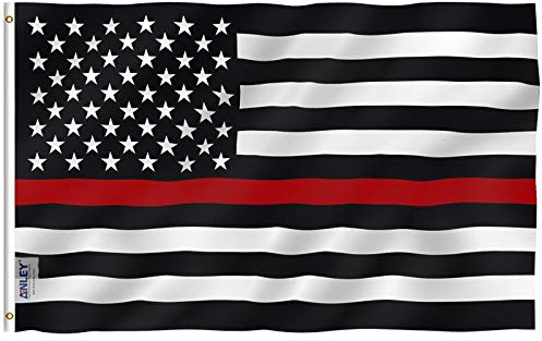 Anley Fly Breeze 3x5 Fuß Thin Red Line USA Polyester Flagge - Lebendige Farbe und UV-beständig - Canvas Header und doppelt genäht - American Honoring Firefighter Flags mit Messingösen