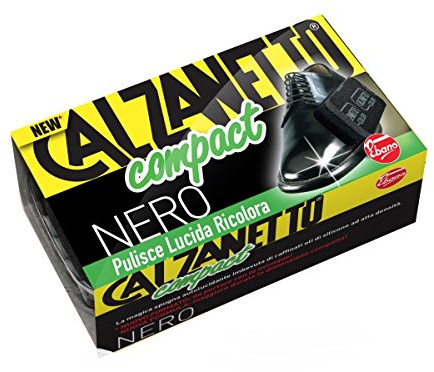 CALZANETTO Compact noir + éponge auto-polissage - ligne de chaussures