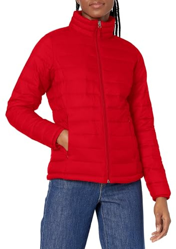 Amazon Essentials Women's Lightweight Water-Resistant Packable Puffer Jacket Outerwear, -red, XX-Large