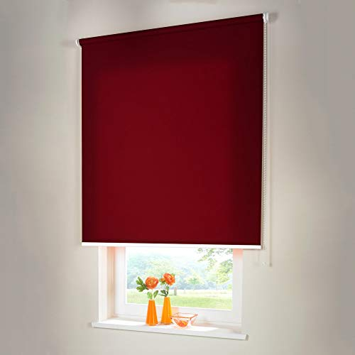 Sonnenschutz-HH® - Seitenzugrollo Verdunkelungsrollo - Außenmaß Breite 240 x 180 cm Höhe weinrot - Lichtundurchlässig Blickdicht Rollo für Abdunkelung Kettenzugrollo inkl. Universalträger