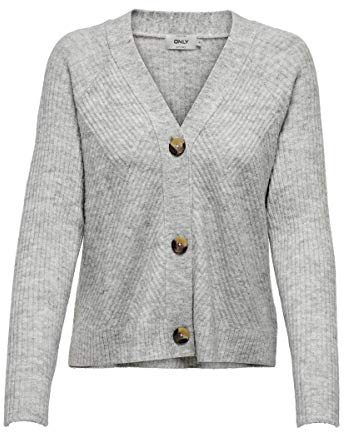 ONLY Damen Onlcarol L/S KNT Noos Cardigan, Light Grey Melange, M EU