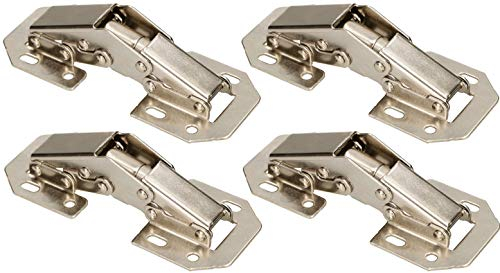 KOTARBAU® 4er Set Aufschraubscharnier mit Feder 105 mm Montage ohne Topfbohrung für Möbeltüren Eckanschlag Innenanschlag Küchenschrank Kleiderschrank