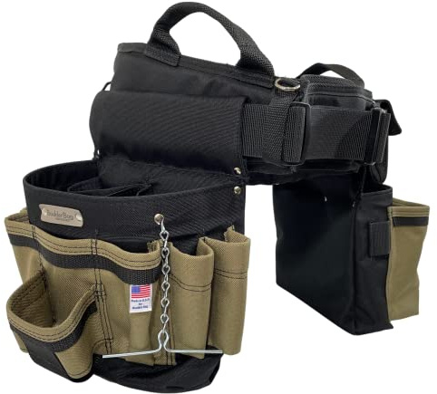 Boulder Bag Ultimate Electrician's MAX Combo with Comfort Back Support Tool Belt, Quick Release Buckle, Heavy Duty Tool Belt, Tan (Medium 28-32 Inch Waist), Made in USA