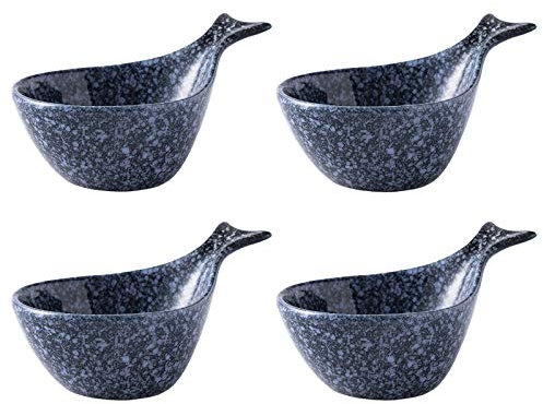 Bols à Tapas Sauce Dish Funny Funny Fished Façade Forme de Fish Bol de dessert Bol céramique DIP/DIPPING Bols pour la sauce à la tomate, Soja et autres dîner de fête - Ensemble de 4(7, 7 oz) Bols à